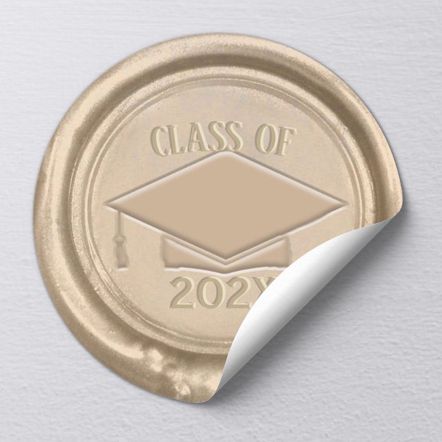 Sticker Rond Classe de graduation de 2025 Classic Gold Wax Seal (Créateur téléchargé)