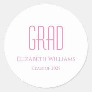Sticker Rond Classe de graduation de 2025 Typographie rose simp
