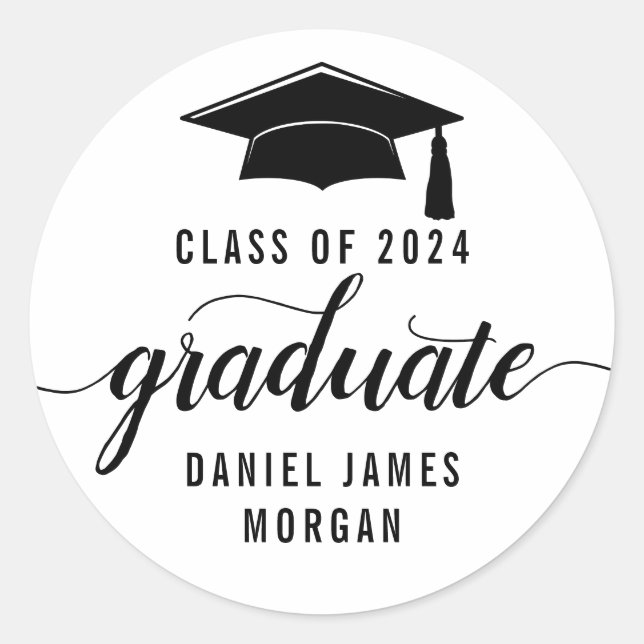 Sticker Rond Classe De Graduation Personnalisée De 2024 (Devant)