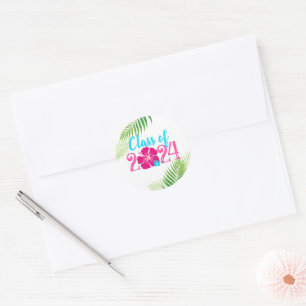 Sticker Rond Classe de graduation tropicale des joints d'envelo