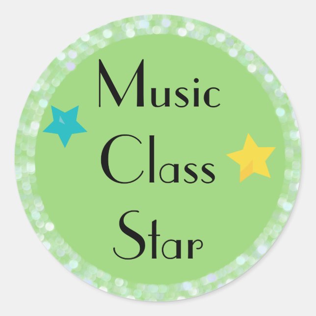 Sticker Rond Classe de musique Star avec étoiles (Devant)