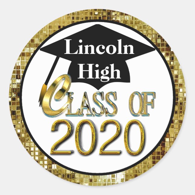 Sticker Rond Classe De Phoques De Graduation D'Or Sparkling 202 (Devant)