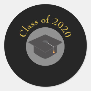 Sticker Rond Classe de plafond de graduation noire élégant de 2