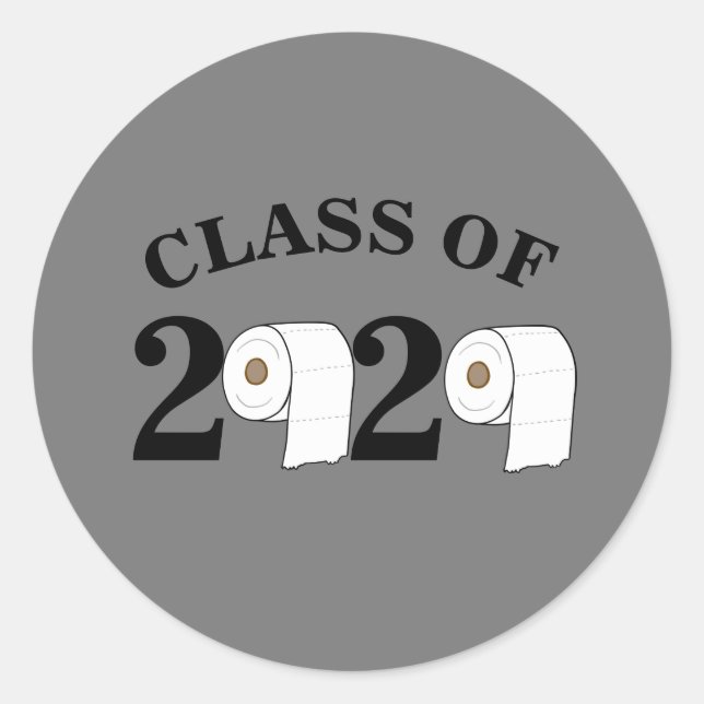 Sticker Rond classe de rouleau de papier toilette de 2020 drôle (Devant)