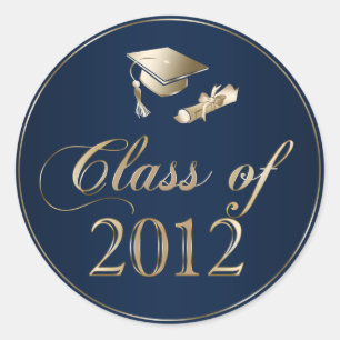 Sticker Rond Classe de sceaux de Casquette et de diplôme 2012