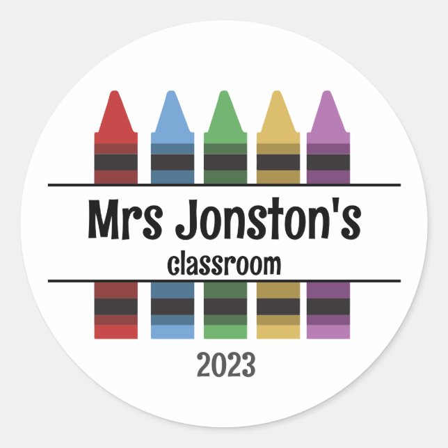 Sticker Rond Classe d'enseignant Crayon Retour à l'école (Devant)