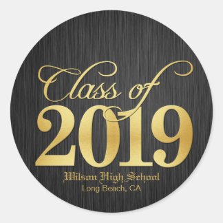 Sticker Rond Classe d'or élégant de 2019 Graduation