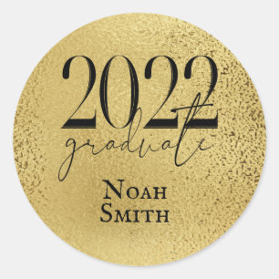 Sticker Rond Classe d'or élégant de 2022 Graduation