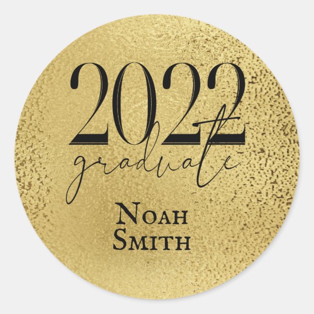 Sticker Rond Classe d'or élégant de 2022 Graduation (Devant)