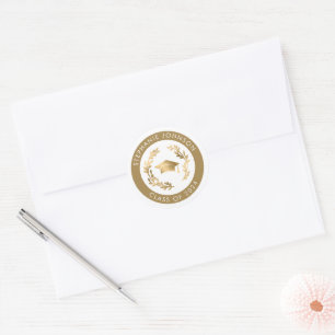Sticker Rond Classe du sceau de l'enveloppe de graduation d'or 