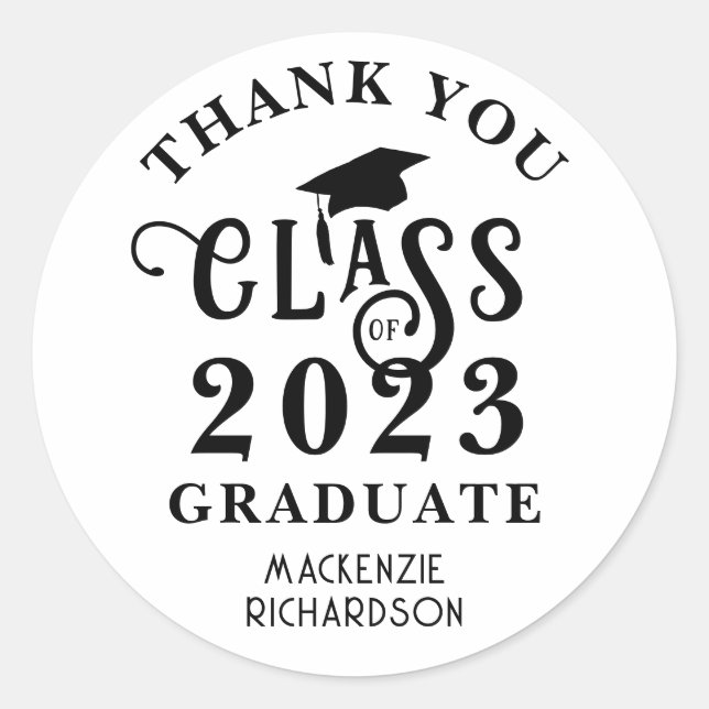 Sticker Rond Classe Merci Année Couleur personnalisée (Devant)