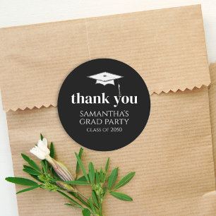 Sticker Rond Classe noire de Merci diplômé de 2024