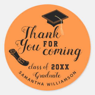 Sticker Rond Classe Orange et Noir de Merci de 2025