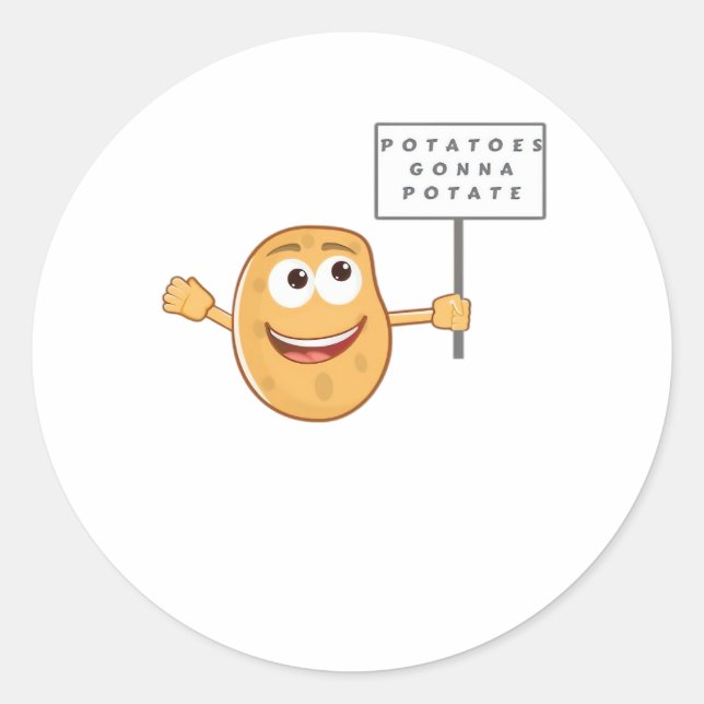 Sticker Rond Classe Pommes de terre - Potate (Pun de pommes de  (Devant)