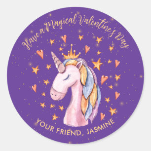 Sticker Rond Classe pour enfants de Unicorn Saint-Valentin