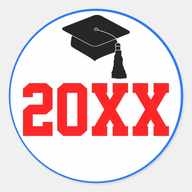 Sticker Rond Classe Rouge et Bleue Année de Graduation Party (Devant)