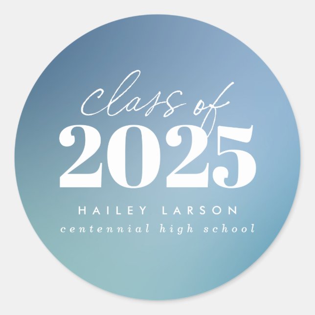 Sticker Rond Classe tendance de 2024 Blue Gradient Graduation (Devant)