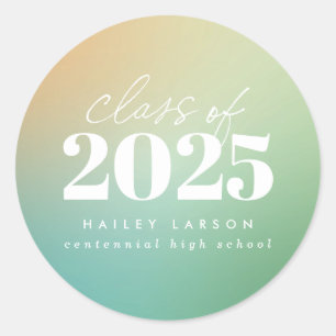 Sticker Rond Classe tendance de 2024 Green Gradient Graduation