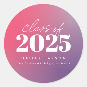 Sticker Rond Classe tendance de 2024 Pink Gradient Graduation