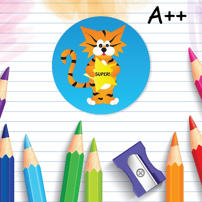 Sticker Rond Classe Tiger Super Star (Créateur téléchargé)