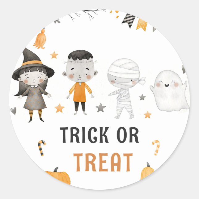 Sticker Rond Classes d'anniversaire pour enfants Halloween (Devant)