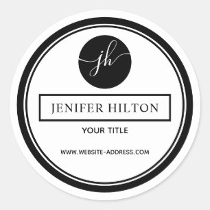 Sticker Rond Classes minimalistes simples en cercle blanc noir