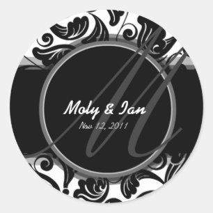 Sticker Rond Classic B&W Enregistrer l'autocollant de date pour