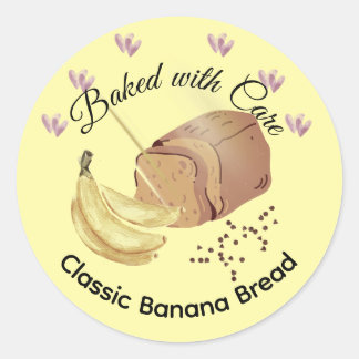 Sticker Rond Classic Banana Bread Bakery Product Label