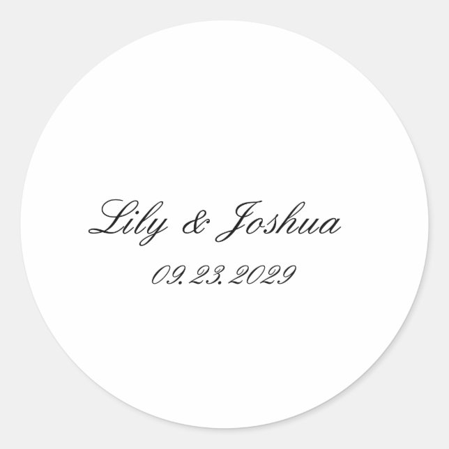 Sticker Rond Classic Black and White Timeless Wedding (Devant)
