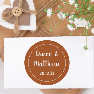 Sticker Rond Classic Élégant Terracotta Moderne Mariage Favoris