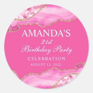 Sticker rond Classic en marbre rose et or