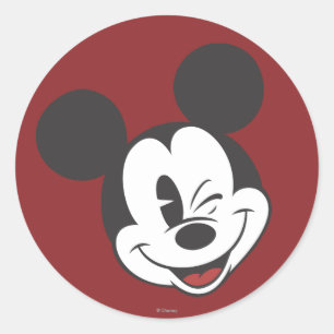 Sticker Rond Classic Mickey   Head Tilt Wink