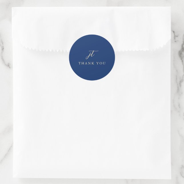 Sticker Rond Classic Navy Blue Monogram Elegant Wedding (Sac)