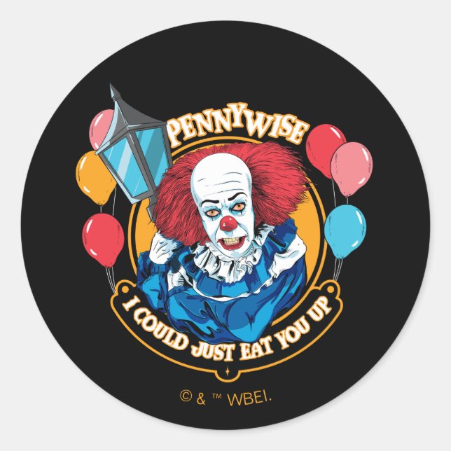 Sticker Rond Classic Pennywise - Je Pourrais Juste Vous Manger  (Devant)
