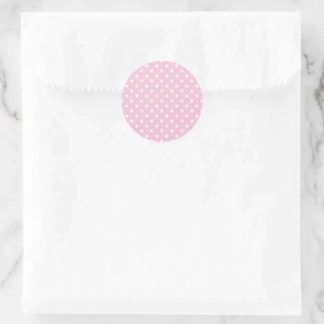 Sticker Rond Classic Polka Dot White - Light Pink (Sac)
