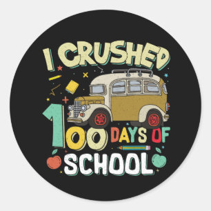 Sticker rond classique 100 jours de l'école écrasé