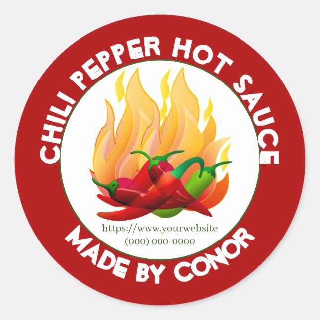 Sticker rond classique 3" 2 Pepper Hot Sauce (Devant)