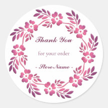 Sticker rond classique à couronne florale