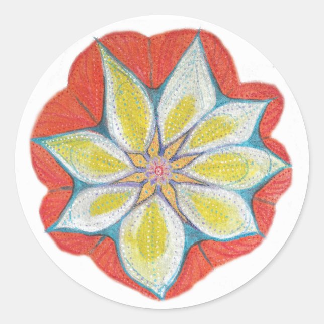 Sticker rond classique à fleurs Mandala, brillant (Devant)