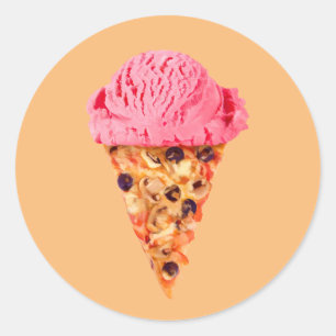 Sticker rond classique à la pizza crème glacée