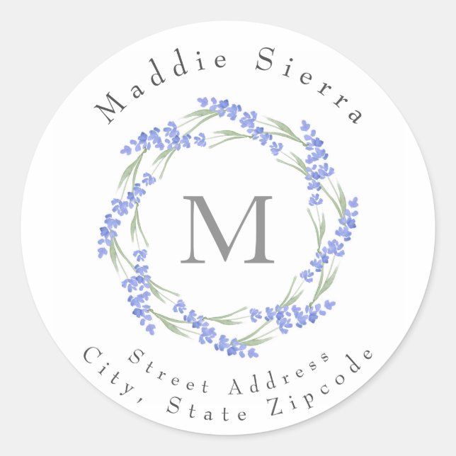 Sticker rond classique à lavande d'aquarelle (Devant)