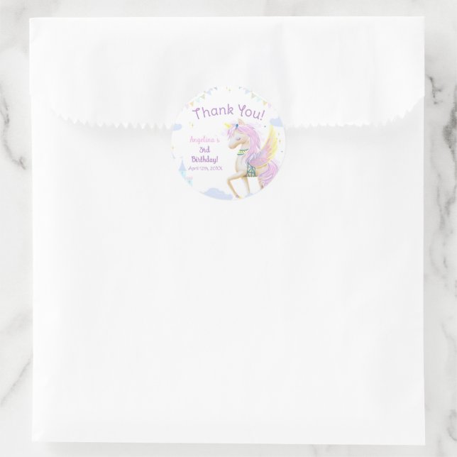 Sticker rond classique Anniversaire. (Sac)