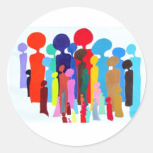 Sticker rond classique avec des gens colorés