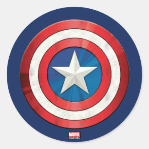 Sticker Rond Classique Avengers   Captain America Brusted Shiel