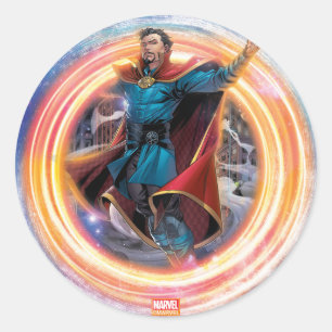 Sticker Rond Classique Avengers   Docteur étrange dans le porta