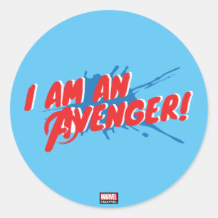 Sticker Rond Classique Avengers   Graphique "I Am An Avenger"