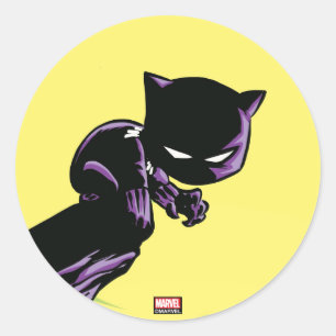 Sticker Rond Classique Avengers   Mini Panthère Noire sur la fa