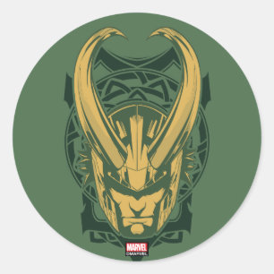 Sticker Rond Classique Avengers   Norse Loki Graphic