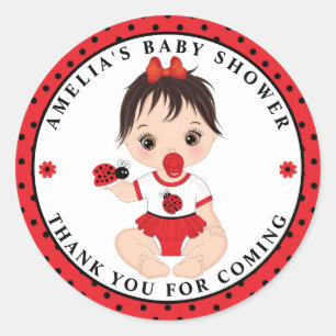Sticker rond classique Baby shower de la fille Lad