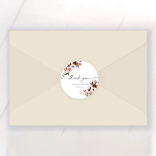 Sticker rond classique Baby shower floral soie